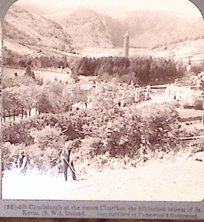 1903 ST KEVIN IRELAND GLENDALOUGH OF THE SEVEN CHURCHES STEREOVIEW Z3114