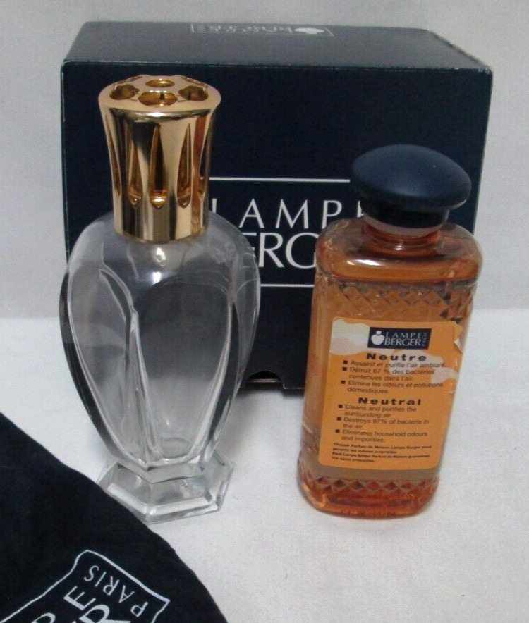 LAMPE BERGER Athena Clear glass Lamp Glass Perfume Oil Bottle Kit Box France