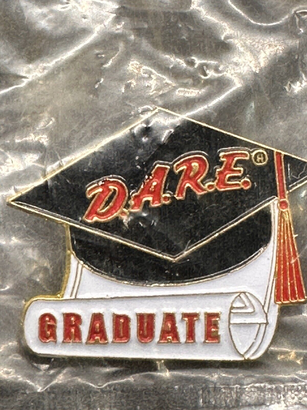 D.A.R.E. Graduate Lettered Pin Cap & Diploma Gold Tone  New In Bag