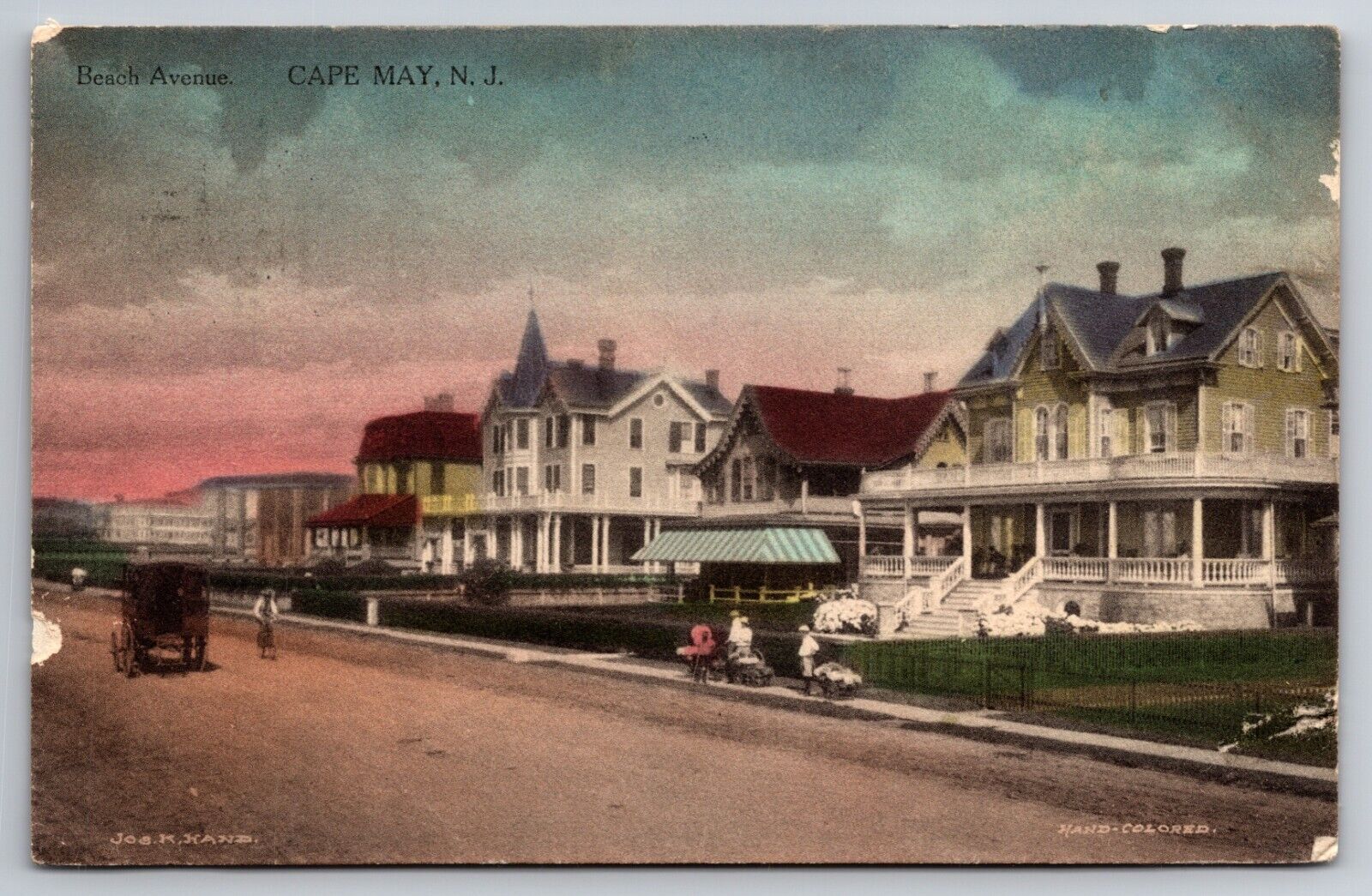 Beach Avenue Cape May New Jersey NJ Albertype Co. 1910 Postcard