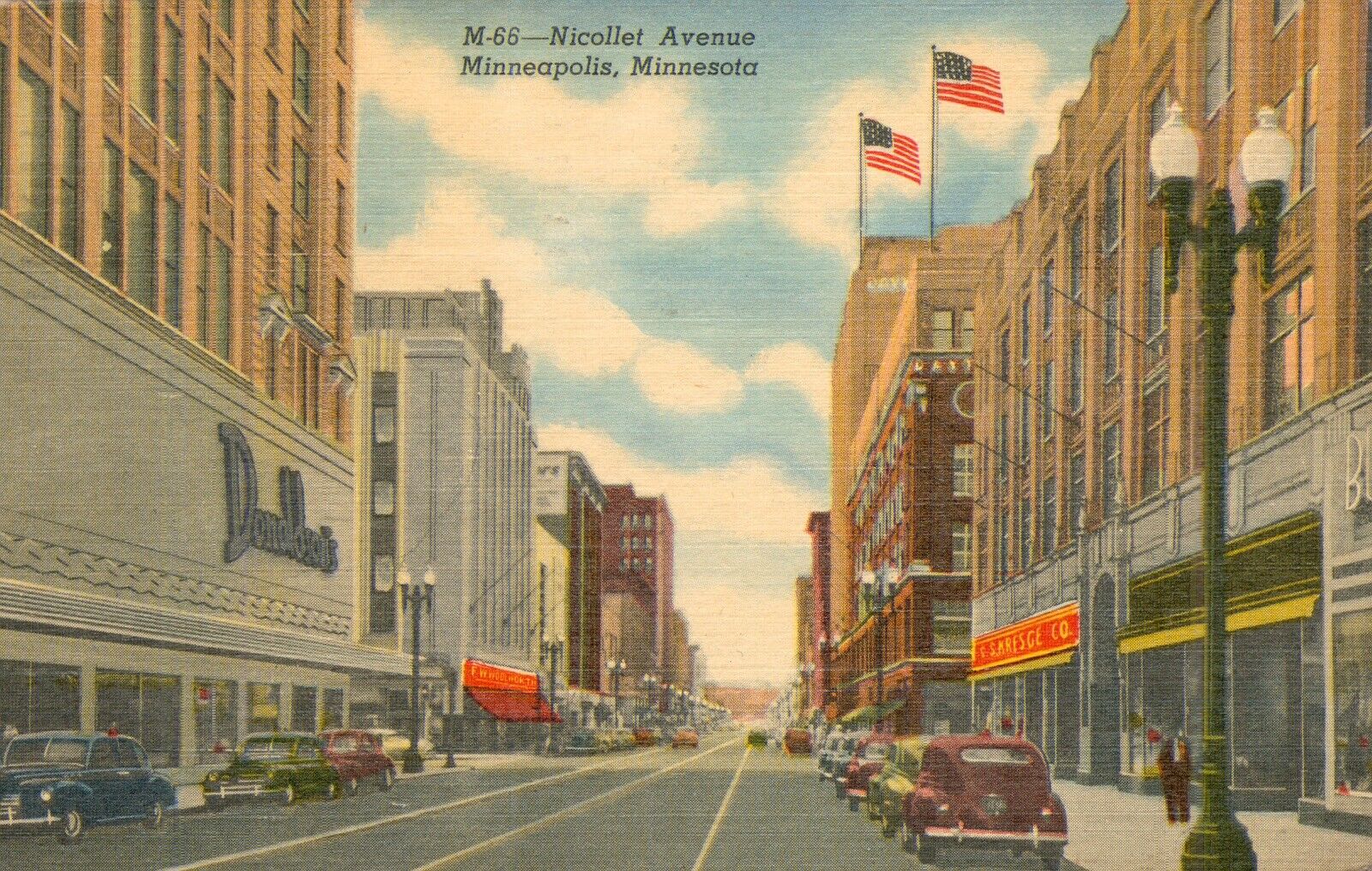 c1956 Vintage POSTCARD Nicollet Ave, MINNEAPOLIS, MINNESOTA “5th Ave of NW”
