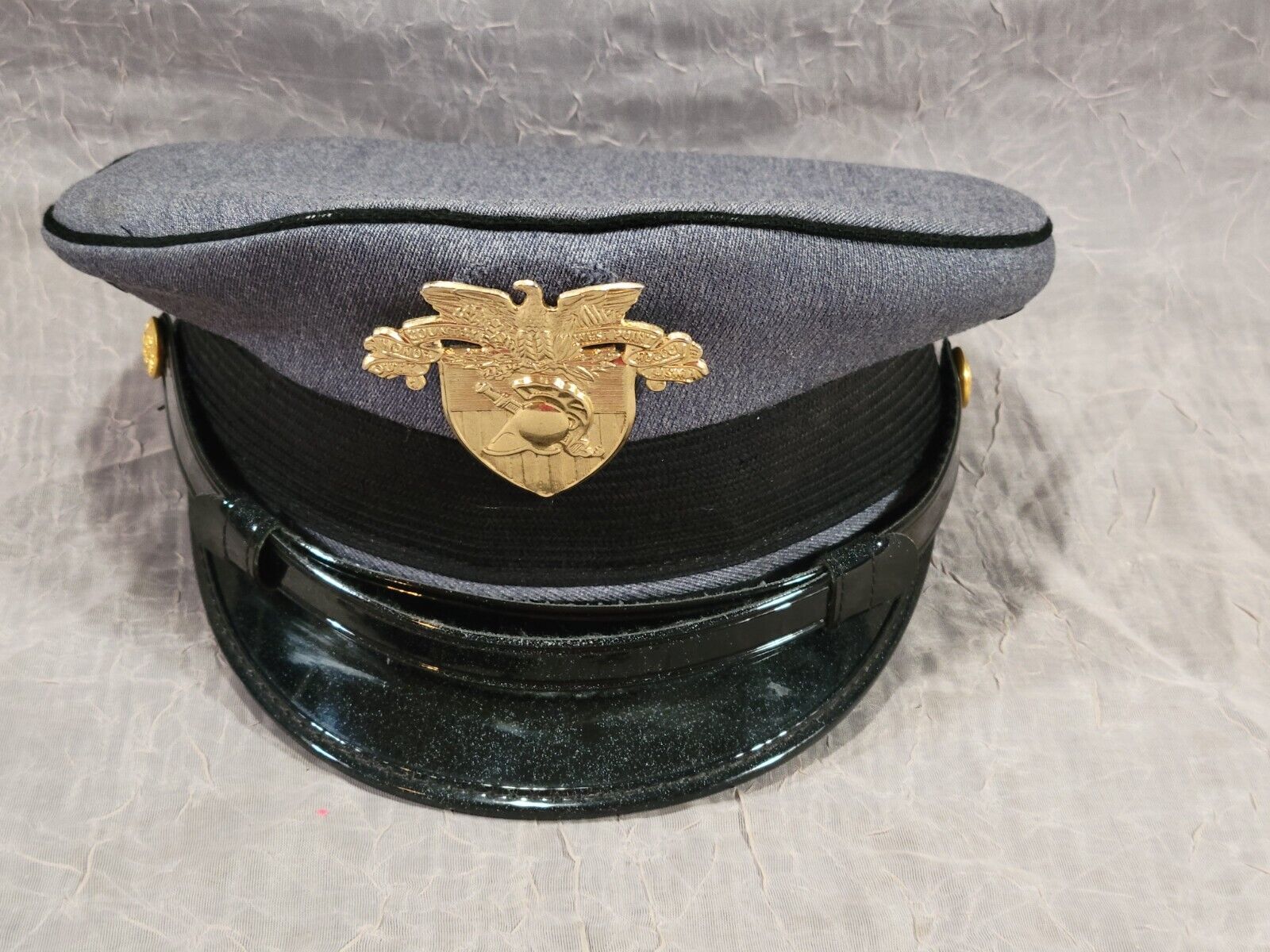 USMA West Point Cadet Hat Army Military Gray Dress Uniform Emblem Bernard Cap