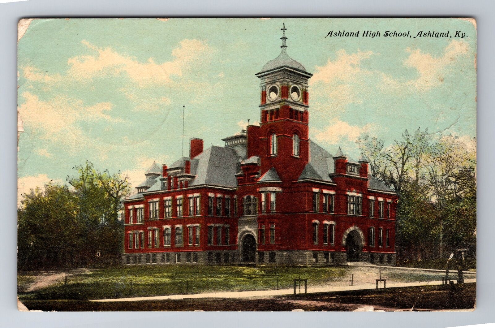 Ashland KY-Kentucky, Ashland High School, Antique, Vintage c1912 Postcard