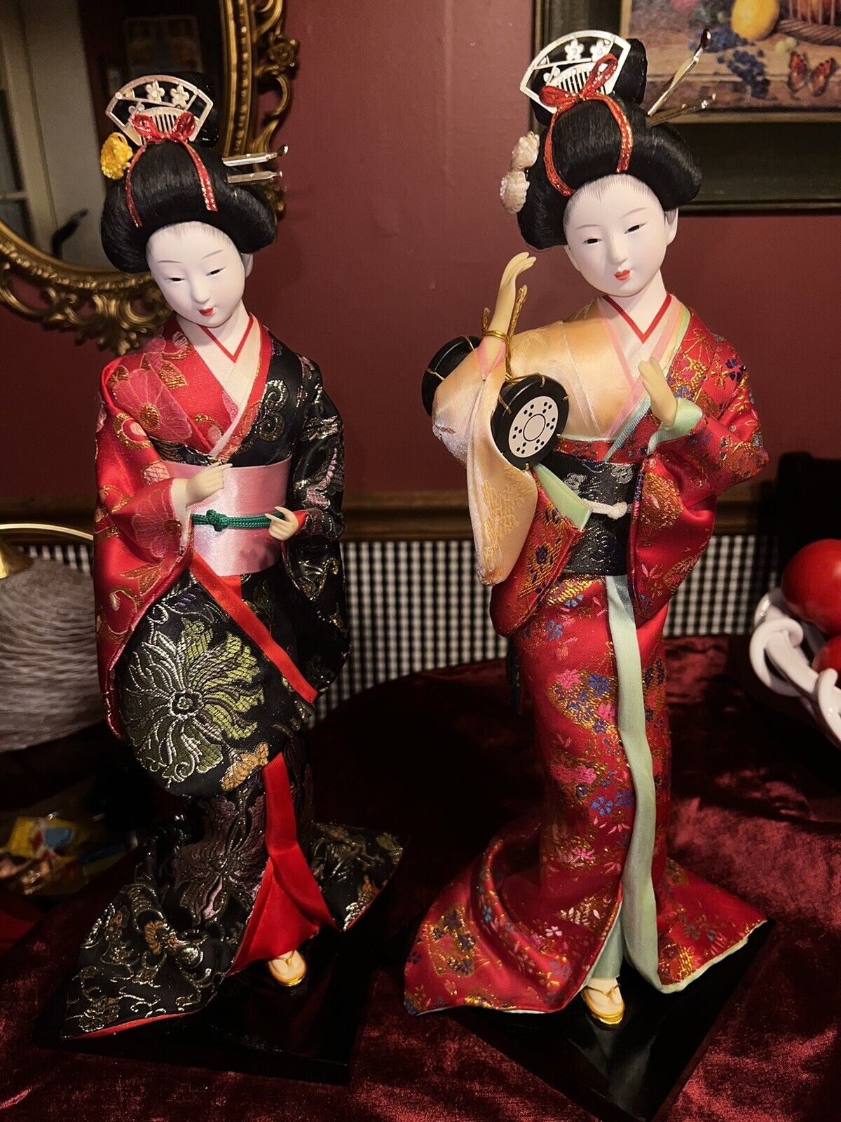 Vtg Traditional Japanese Dolls Kimono Oyama Geisha Maiko  JAPAN 16”
