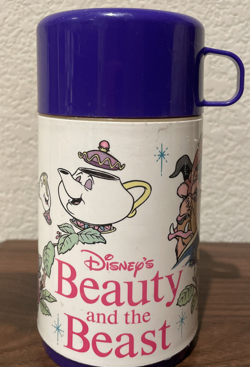 Vintage Disney Beauty and The Beast Aladdin Brand Thermos Belle Tea Cup