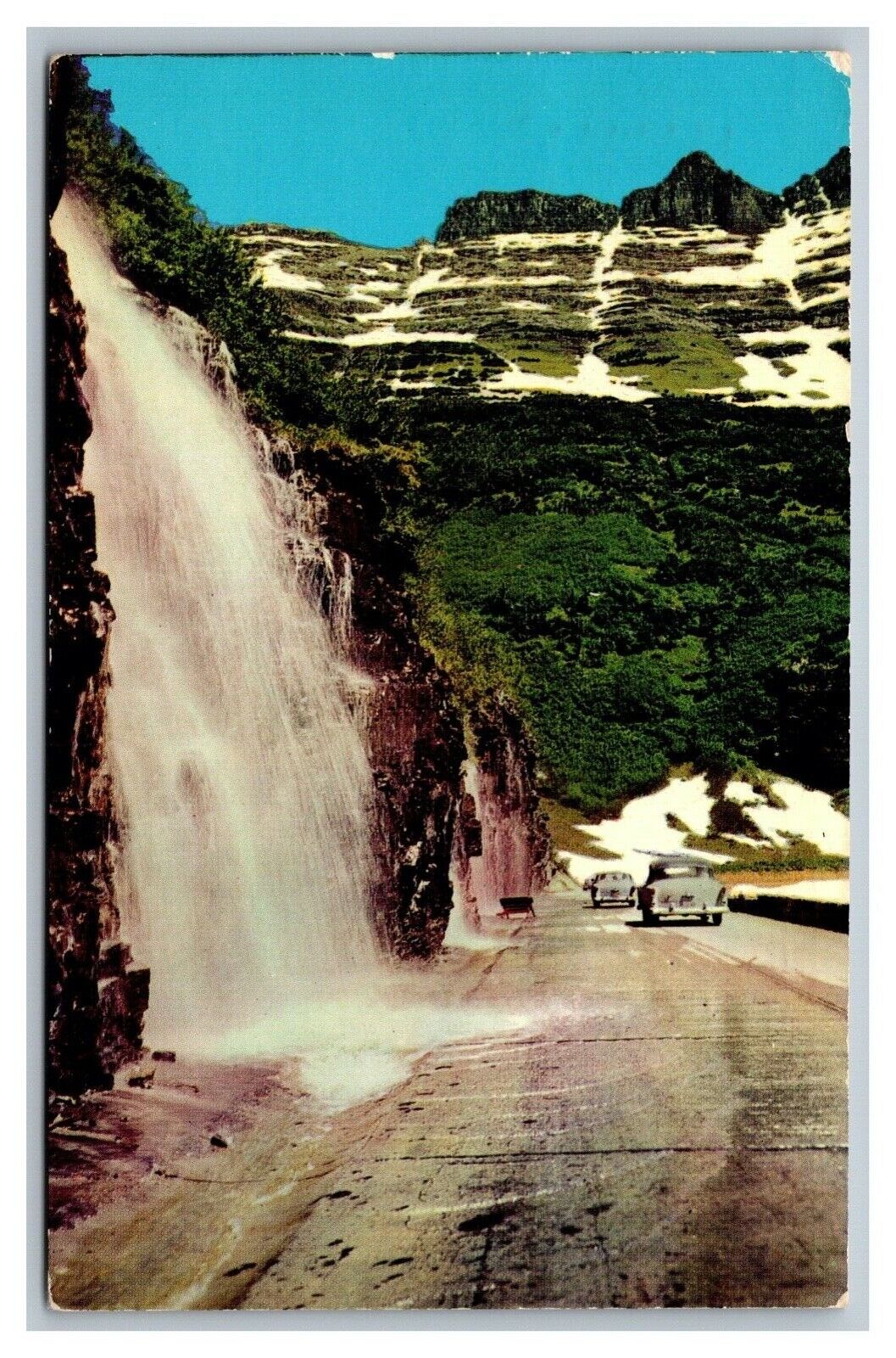 Glacier National Park, MT Montana, Weeping Wall, Postcard Posted 1955