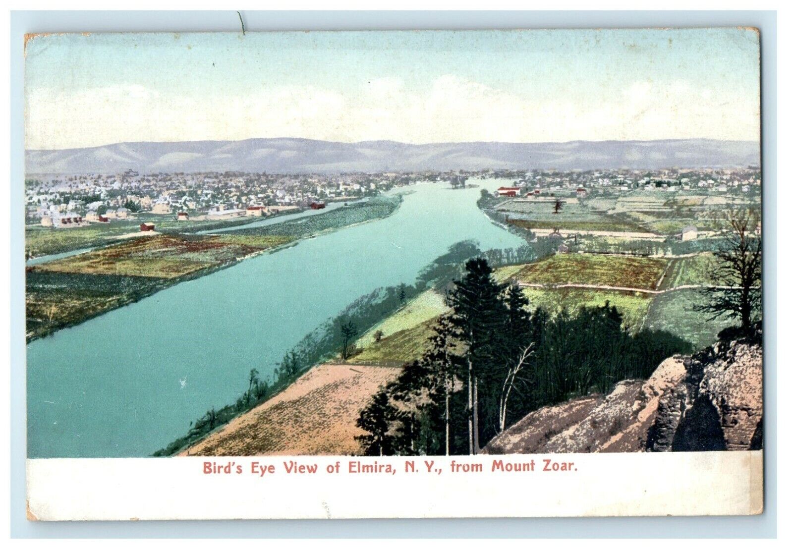 c1905 Bird\'s Eye View Of Elmira New York NY,  From Mountain Zoar Postcard