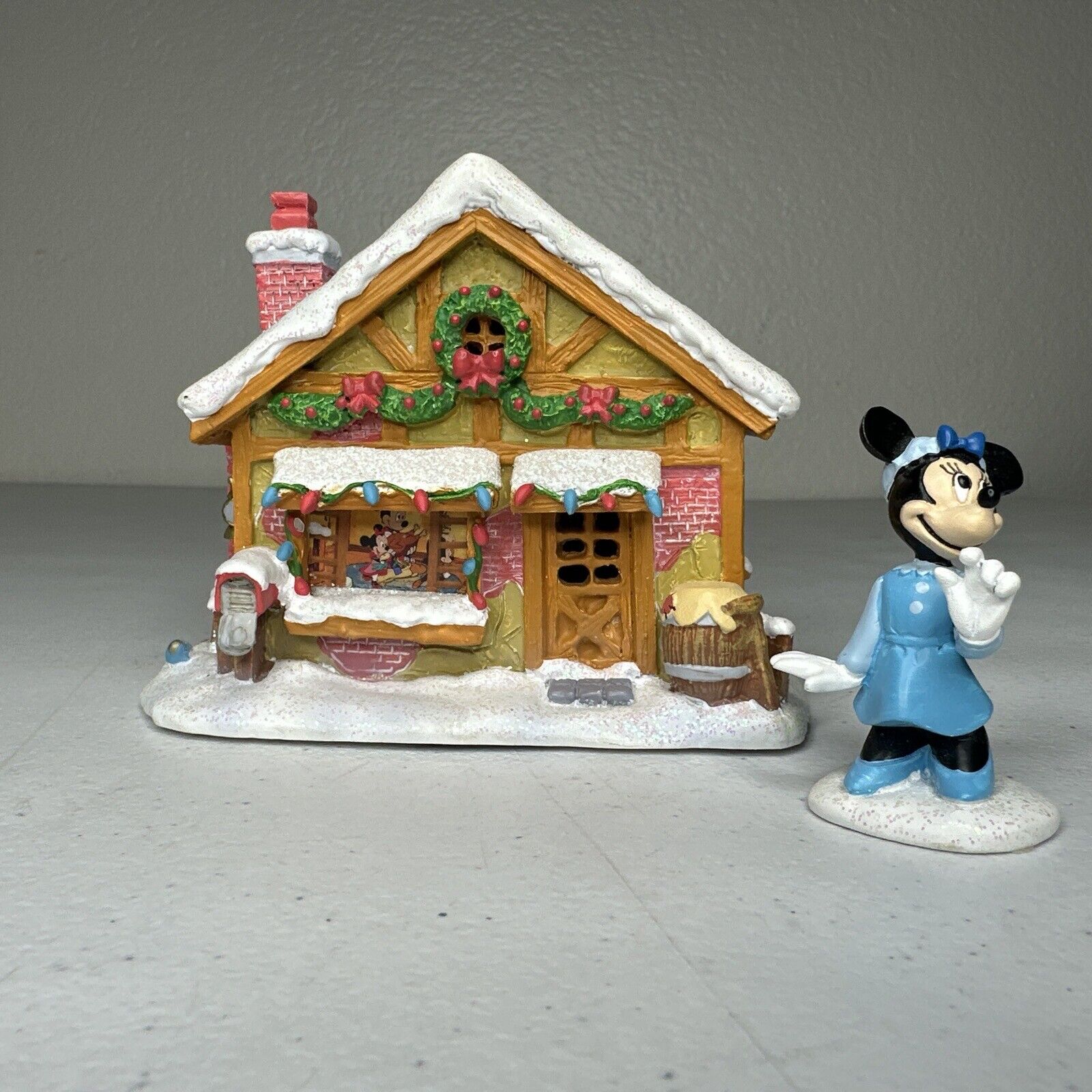 Disney Hawthorn Village Christmas Carol House & Minnie Figurine Collectible