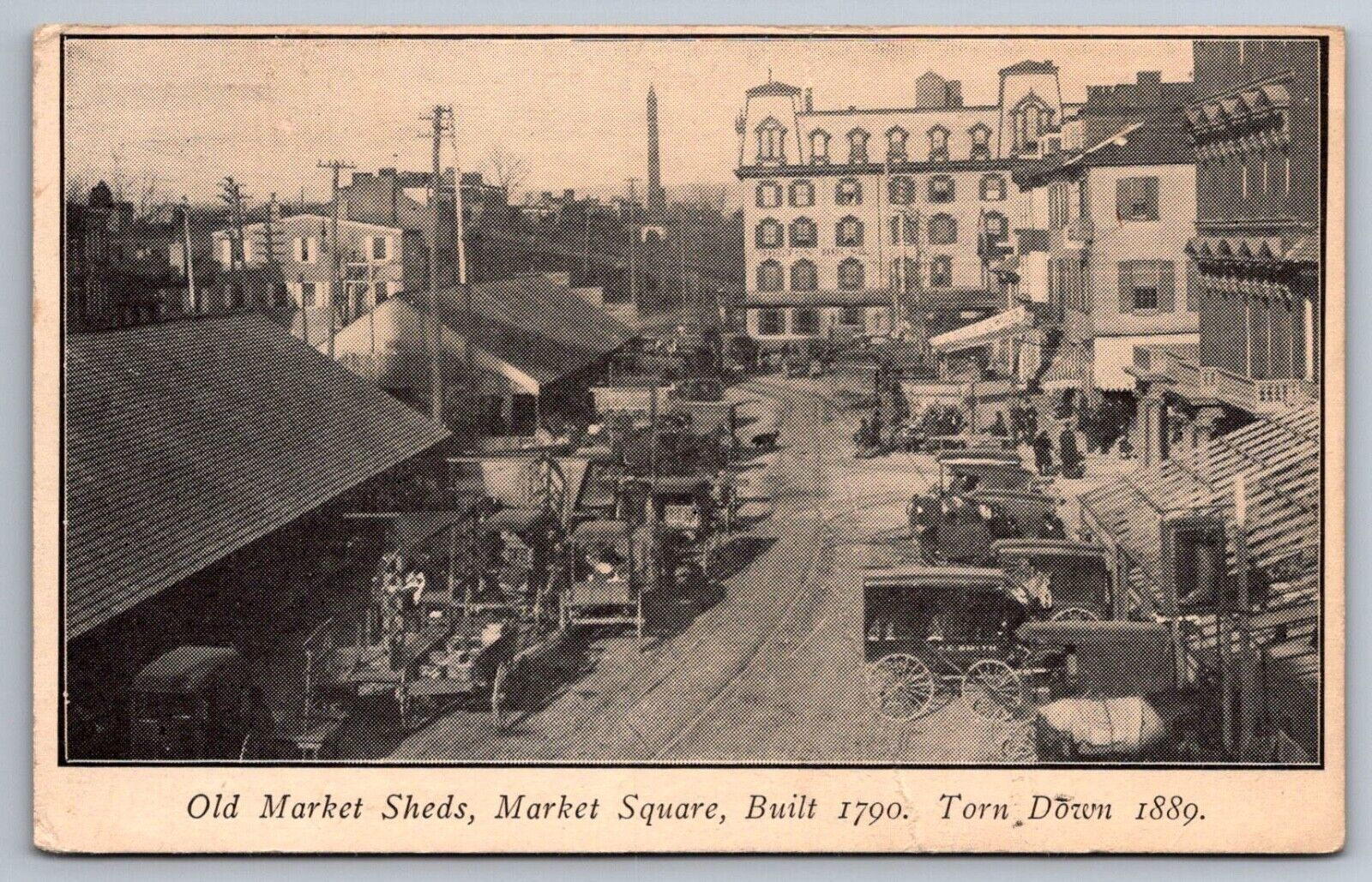 Postcard Harrisburg PA Pennsylvania Old Market Sheds Market Square RARE CARD