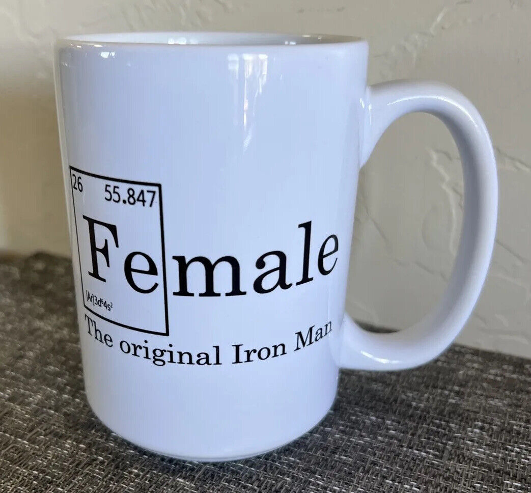 Female The Original Iron Man Mug Fe 26 55.847 Chemistry Fun Large Coffee Mug