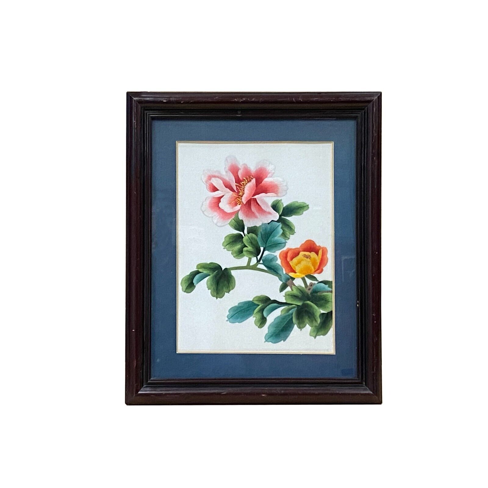 Oriental Chinese Peony Flower Embroidery Framed Wall Decor ws3437