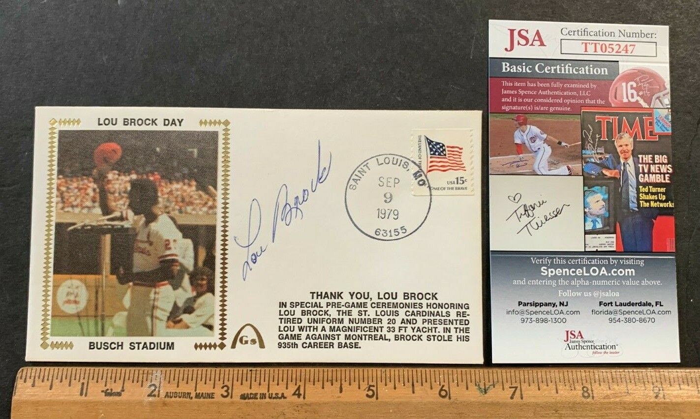 VINTAGE FIRST DAY COVER *LOU BROCK* W/JSA COA MINT CONDITION (AA)