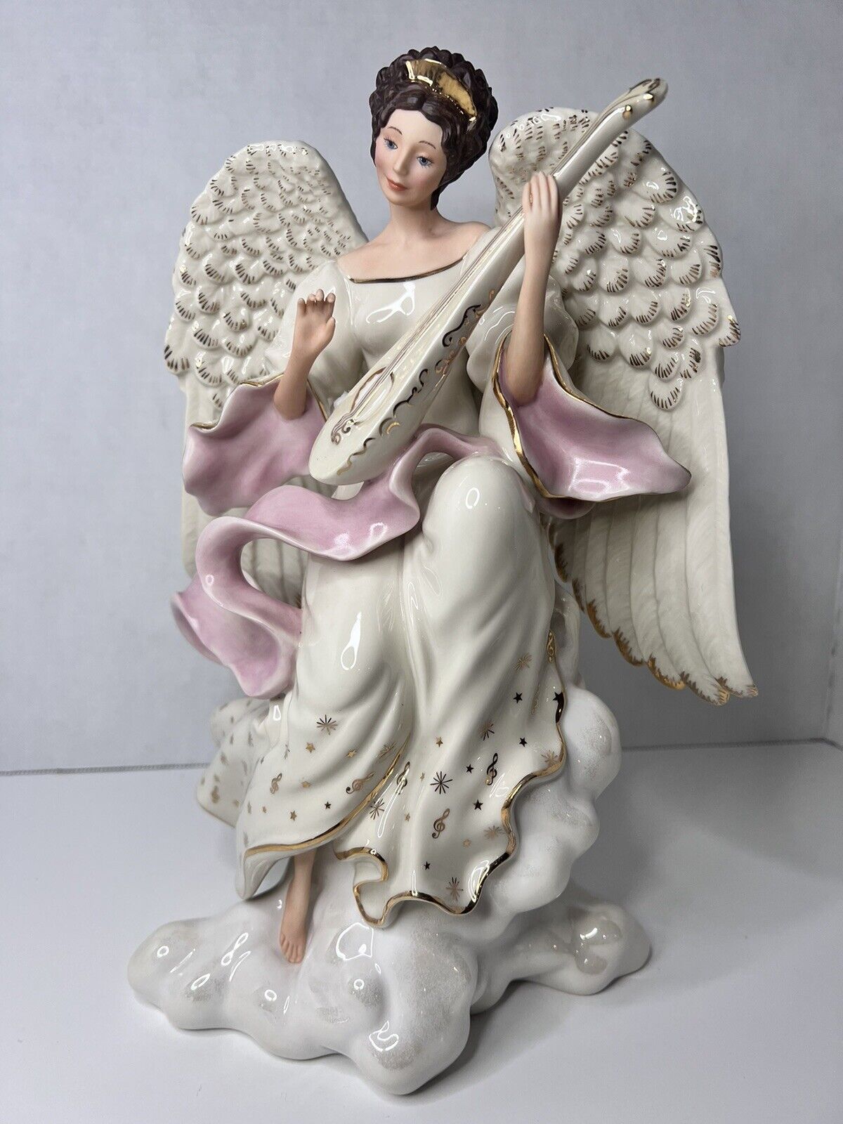 LENOX HEAVEN'S MILLENNIUM MELODY ANGEL Mandolin Sculpture - in BOX with COA