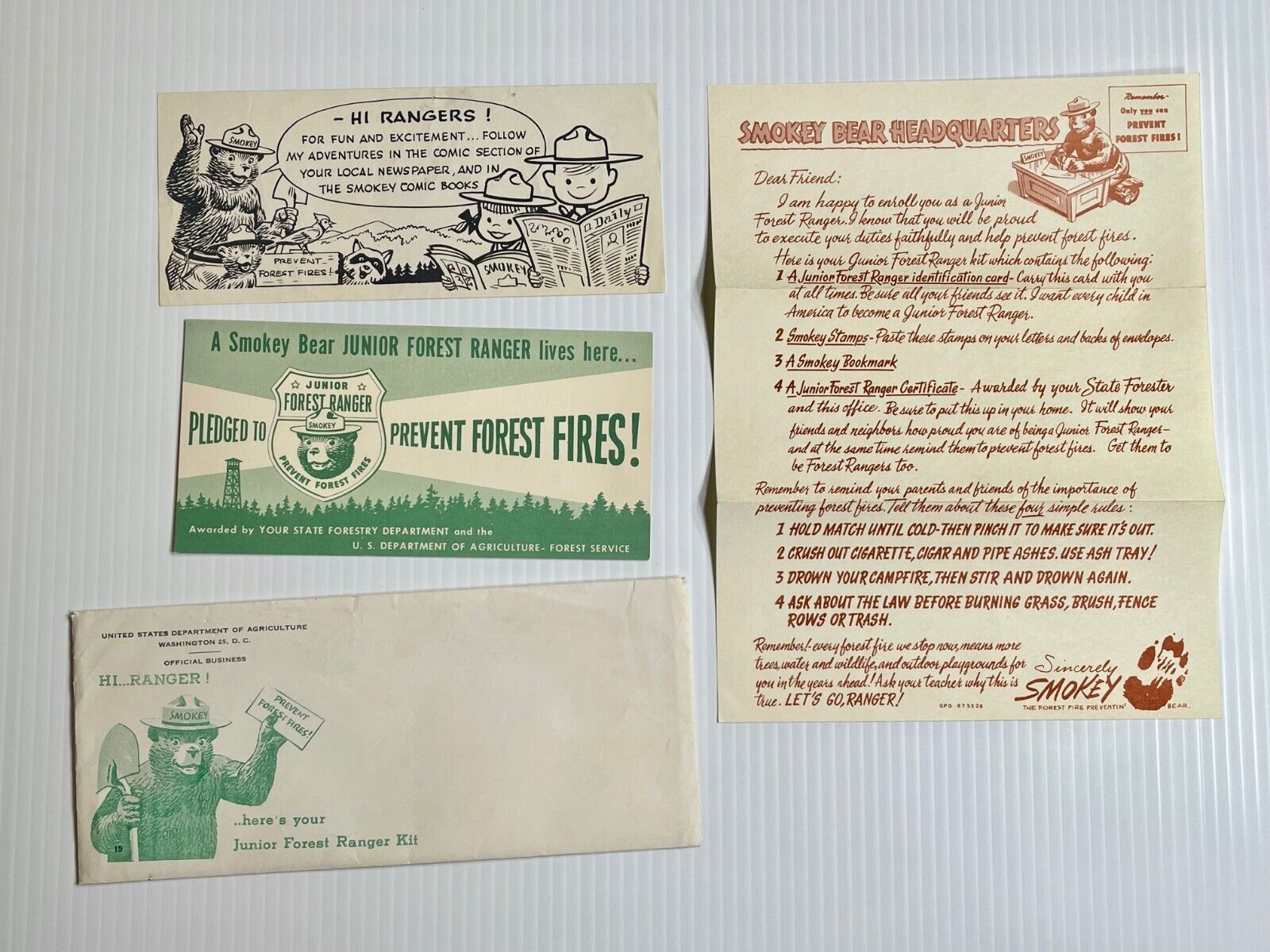 Vintage 1960s - Smokey Bear Ranger Club News Letter and Other Papers