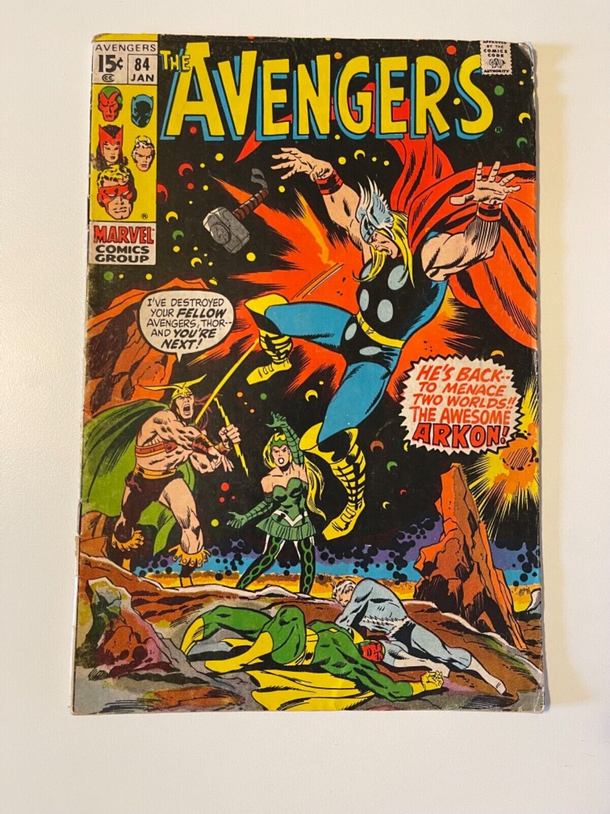 Avengers #84 (Marvel, 1970) Classic John Buscema cover. Off white pages