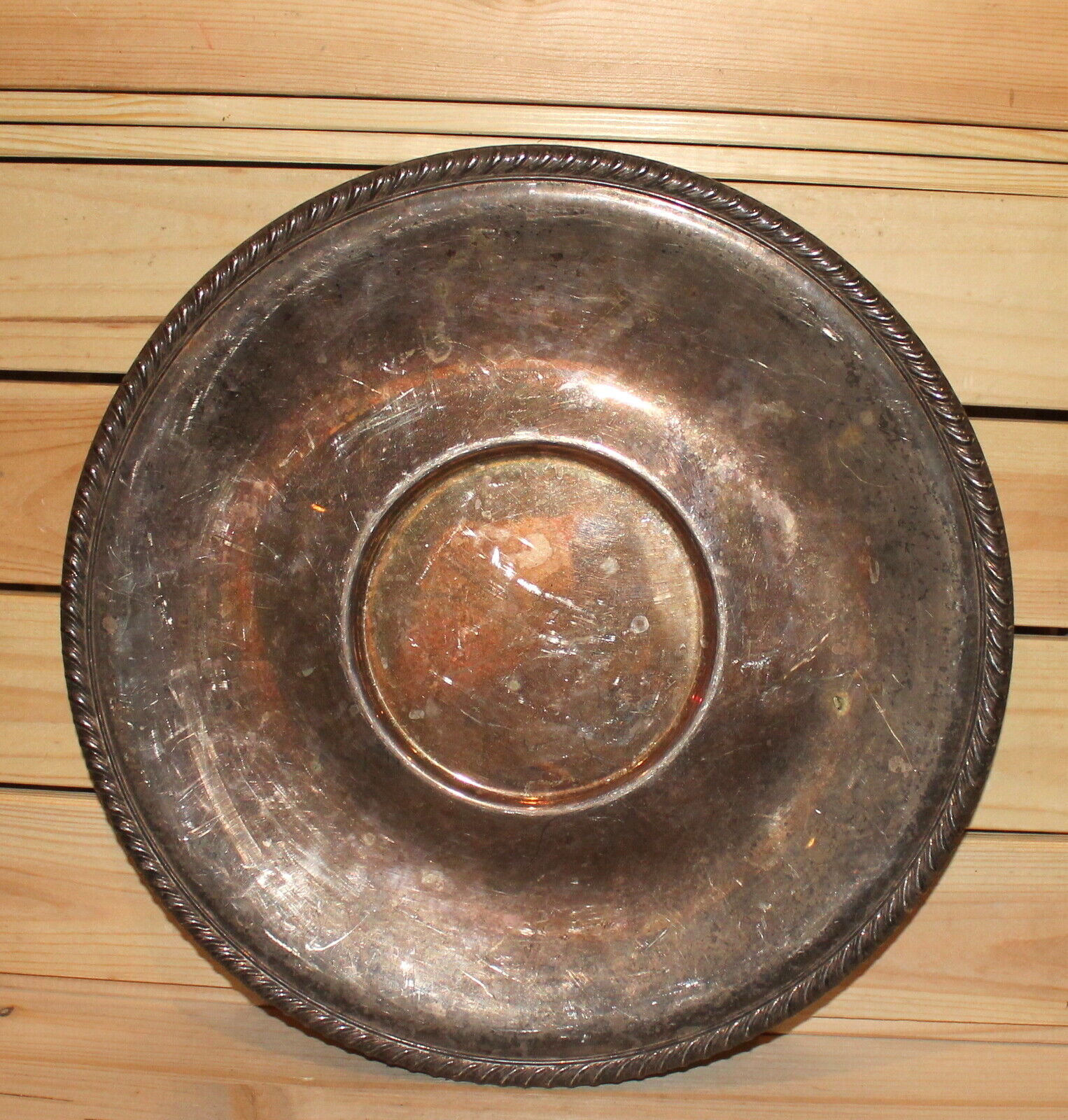 Vintage round silver plated platter tray