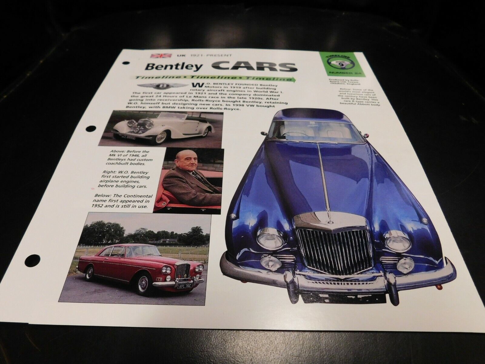 1921+ Bentley Cars Spec Sheet Brochure Photo Poster 