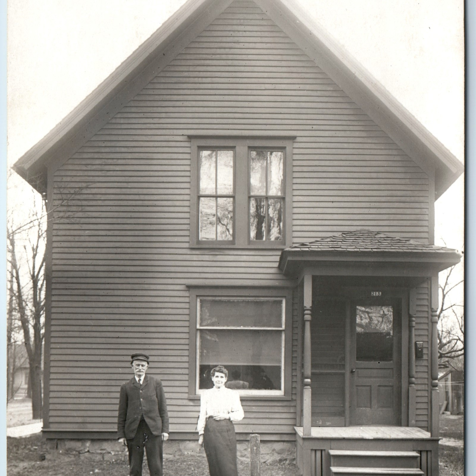 c1910s Jackson MS RPPC Old Man Woman House Home Real Photo Walkway Roadside A259