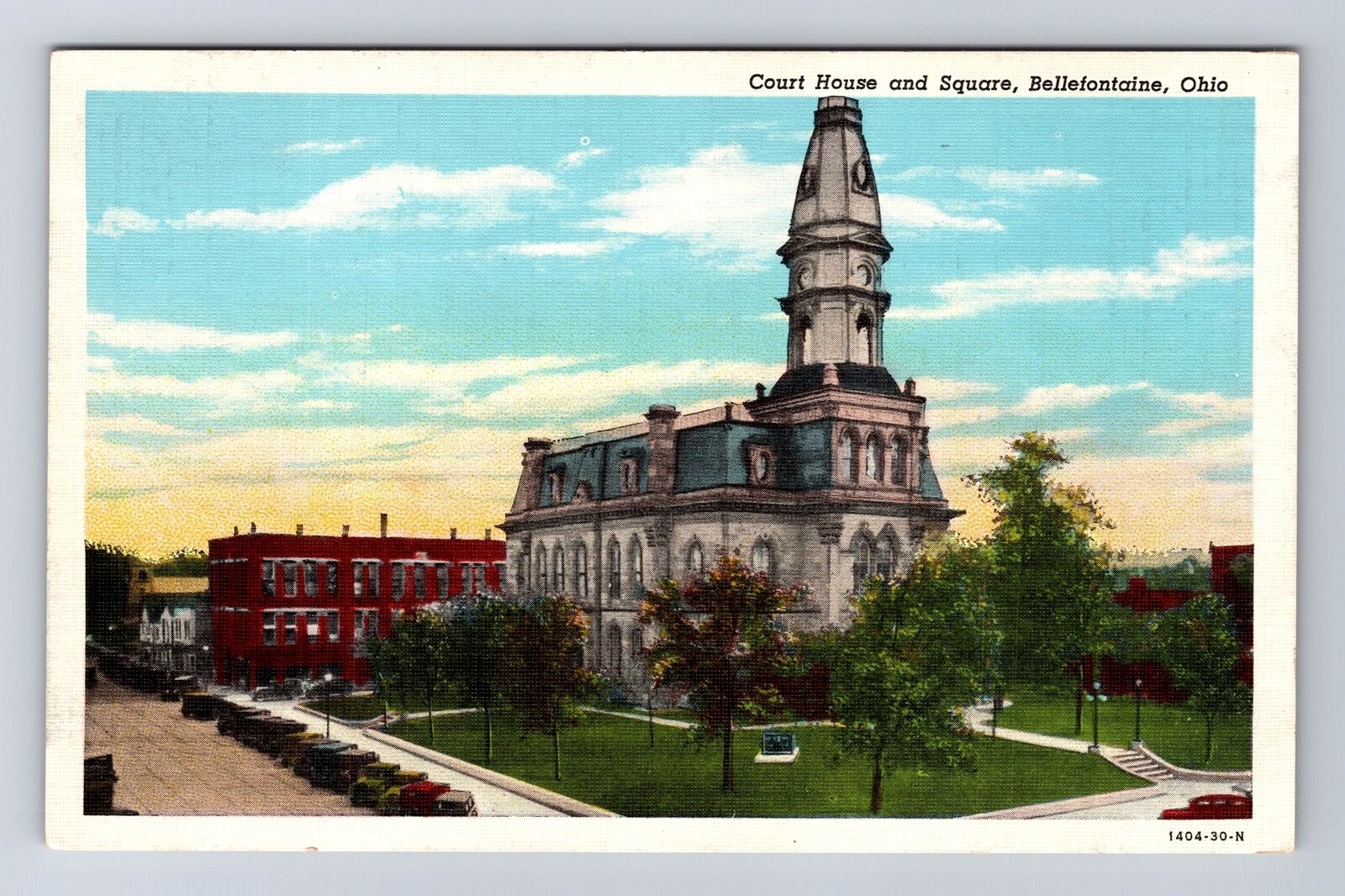 Bellefontaine OH-Ohio, Courthouse & Square, Antique, Vintage Souvenir Postcard