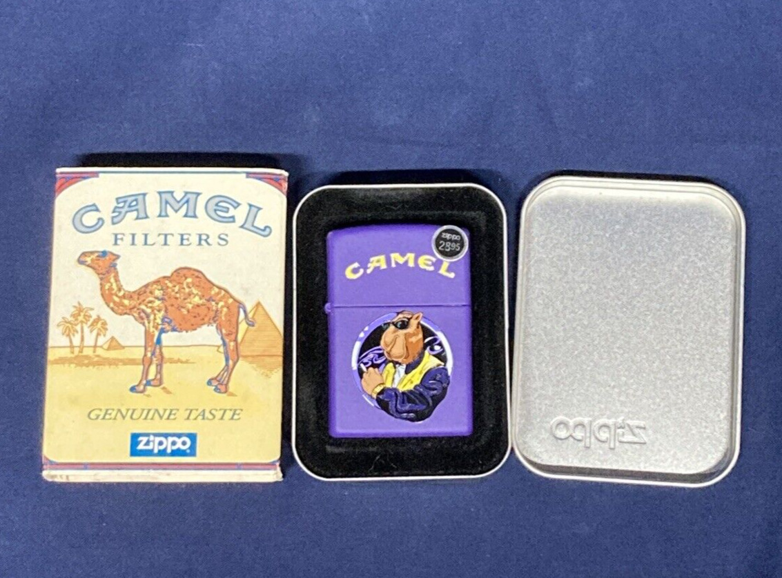 1997 Unfired Camel Joe In The Window Purple Zippo Lighter With Box