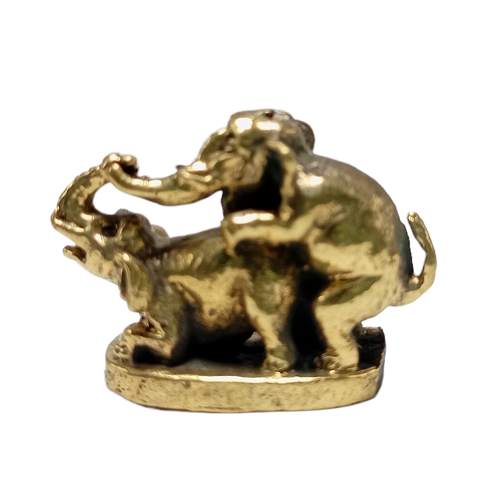 Elephant Brass Figurine Mating Making Love Wild Animals Erotic Vintage Look