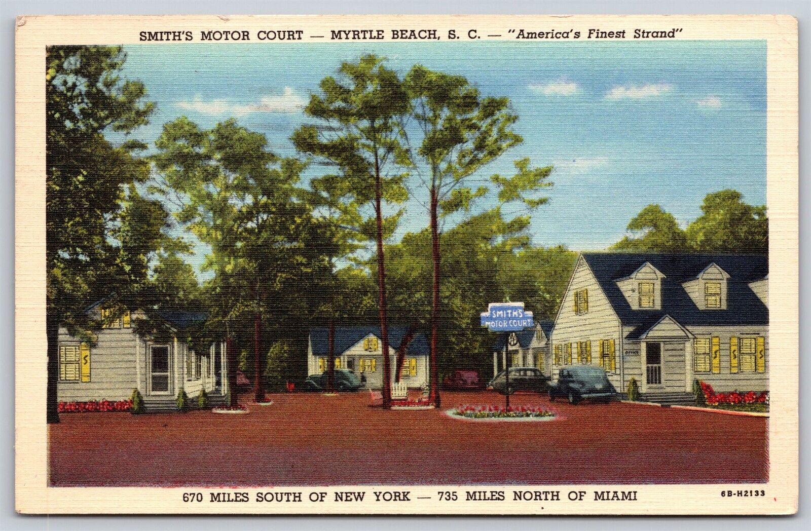 Postcard Smith\'s Motor Court, Myrtle Beach SC linen 1952 M199