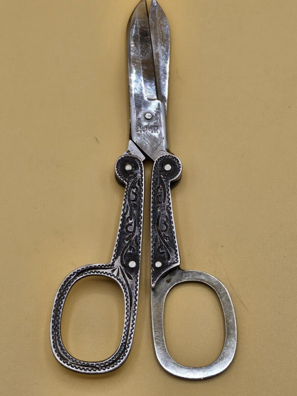Vintage 925 Silver Folding Scissors Japan