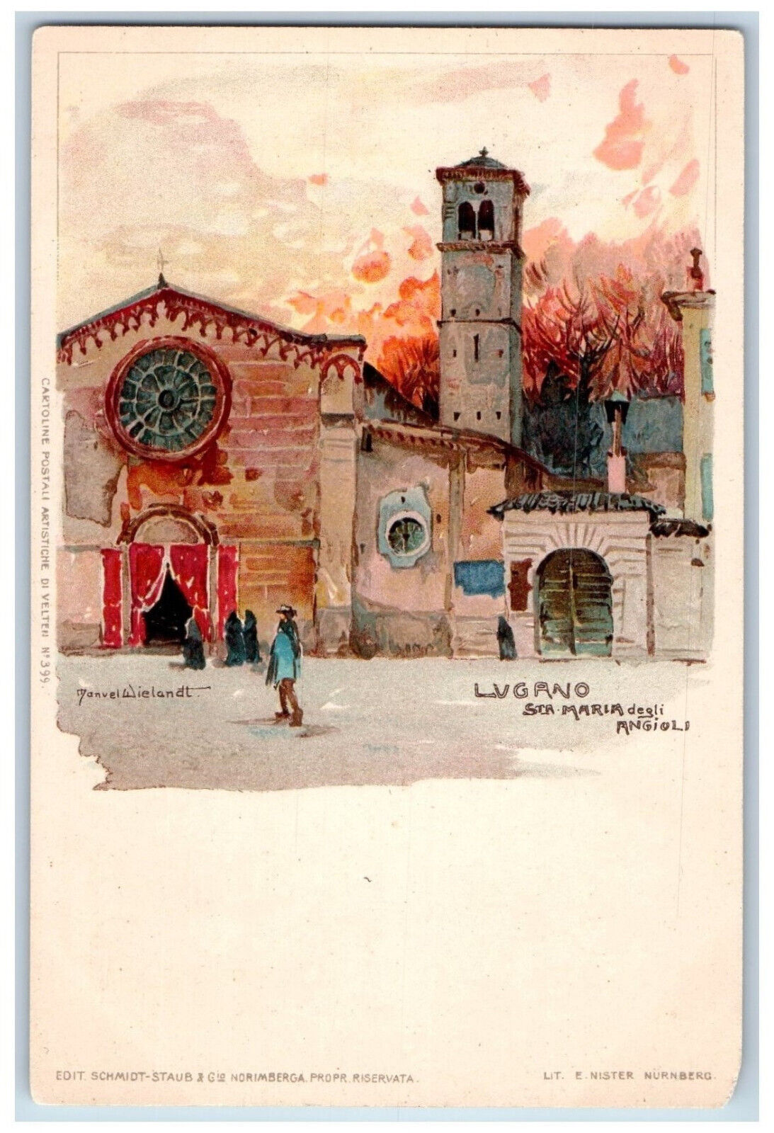 Lugano Switzerland Postcard Chiesa Santa Maria degli Angioli c1905 Antique