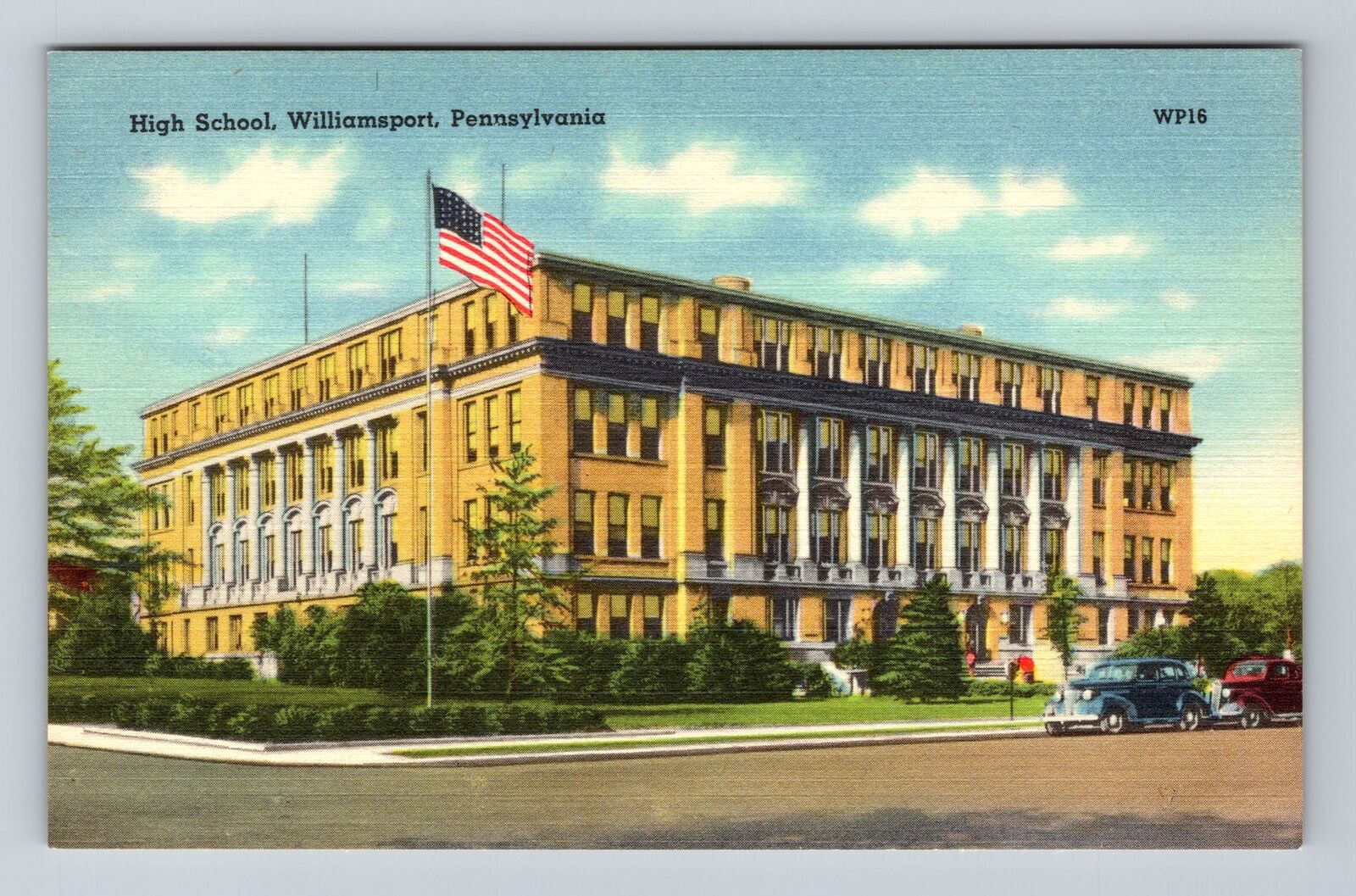 Williamsport PA-Pennsylvania, Panoramic of High School, Antique Vintage Postcard
