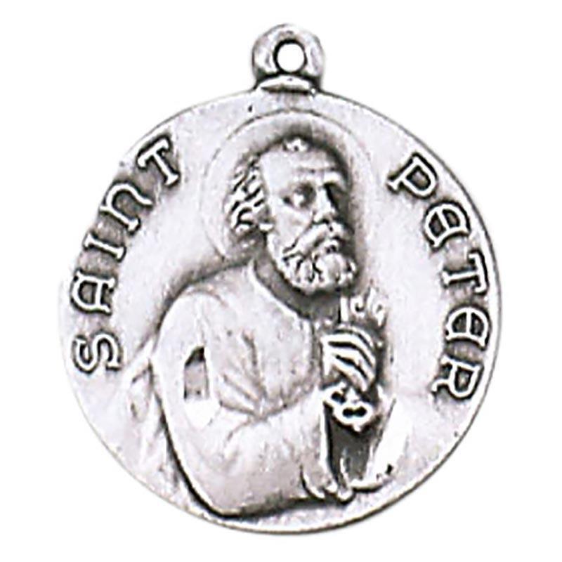 St Peter Medal Size .75 in Dia and 18 in Chain Boxed for easy gift giving