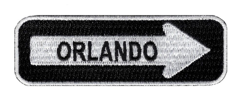 ORLANDO ONE-WAY SIGN EMBROIDERED IRON-ON PATCH applique FLORIDA SOUVENIR ROAD