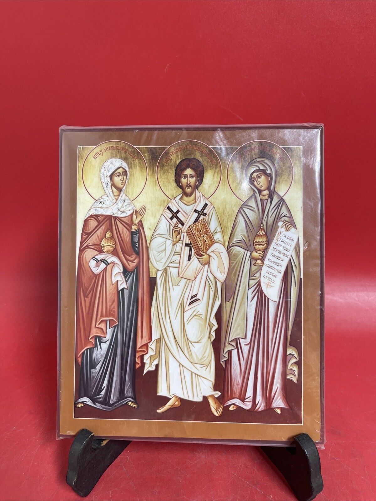 Martha and Mary of Bethany and Hierarch Lazarus . icon on wood