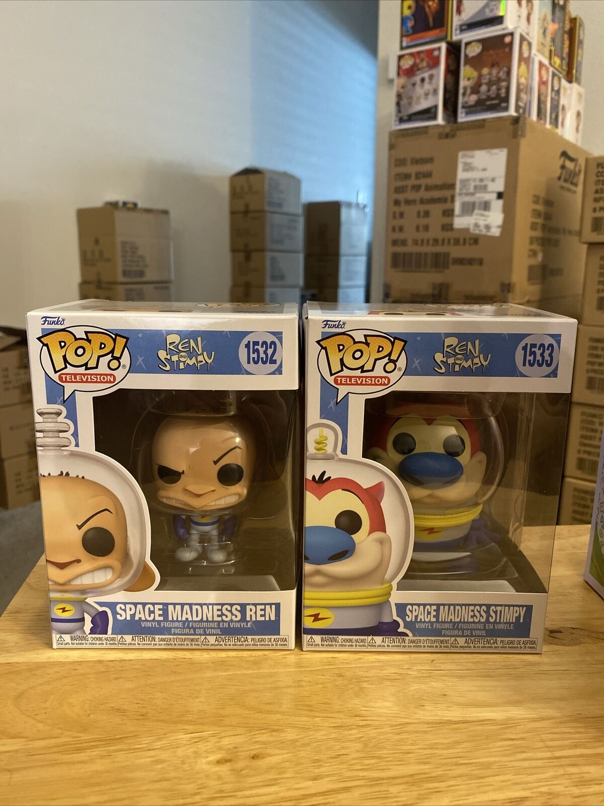 FUNKO POP  NICKELODEON - SPACE MADNESS - REN AND STIMPY #1532 & #1533 Set Of 2