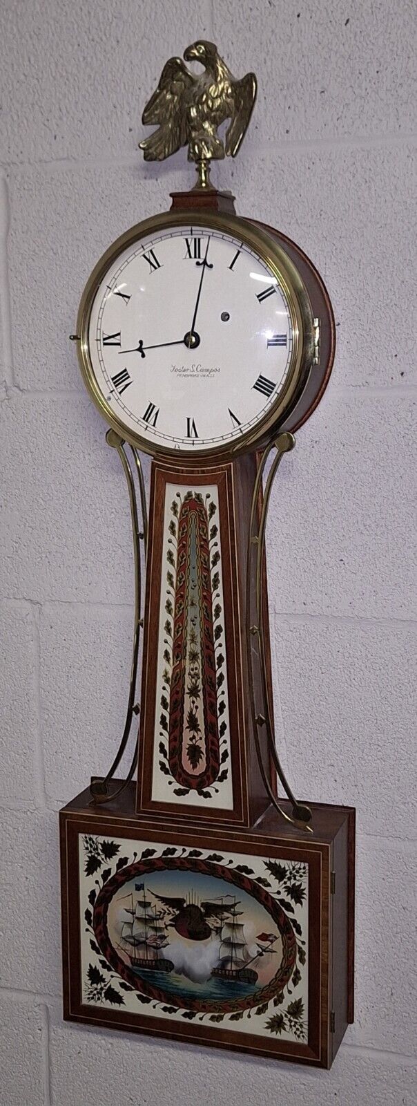 Fine Foster Campos 8 Day Banjo Wall Clock Working Weight Driven Pembroke Mass.
