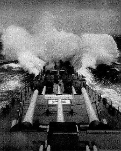 U.S. Navy Battleship USS Missouri (BB-63) in Heavy Seas 8x10 WWII WW2 Photo 931a