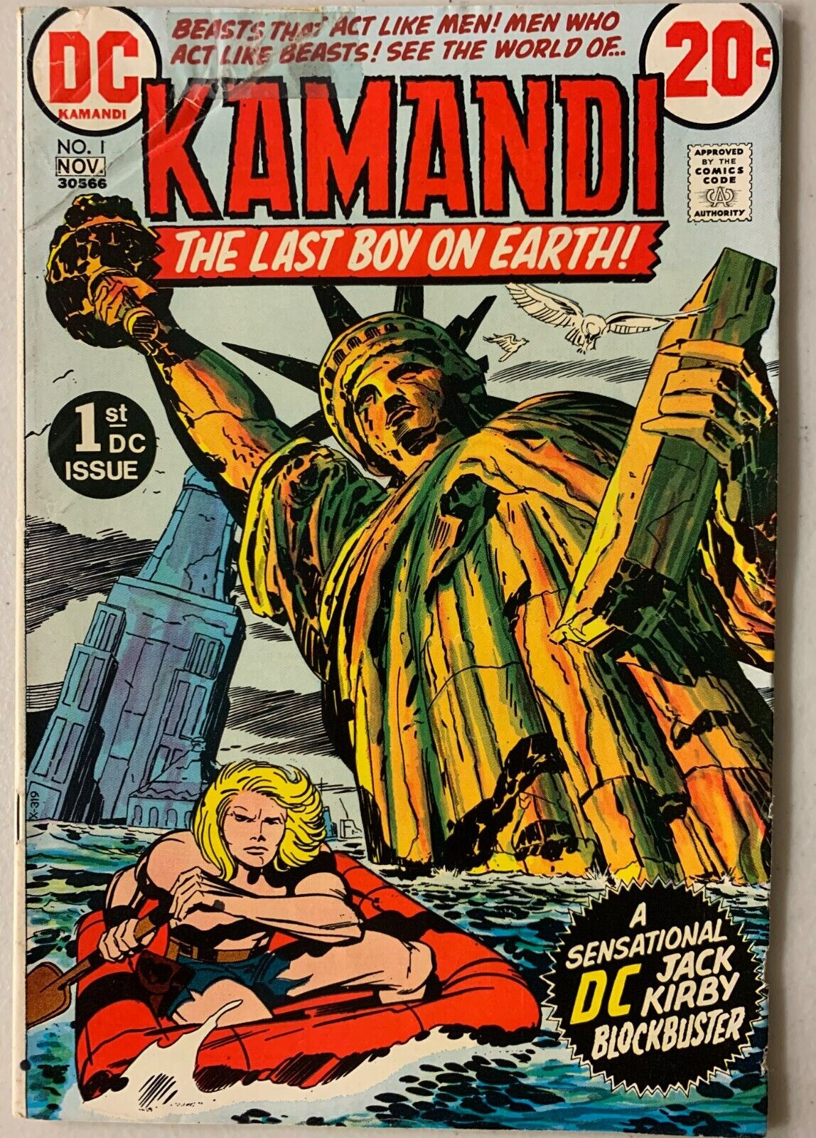 Kamandi #1 DC 4.0 VG tape on cover and 9 first pages (1972)
