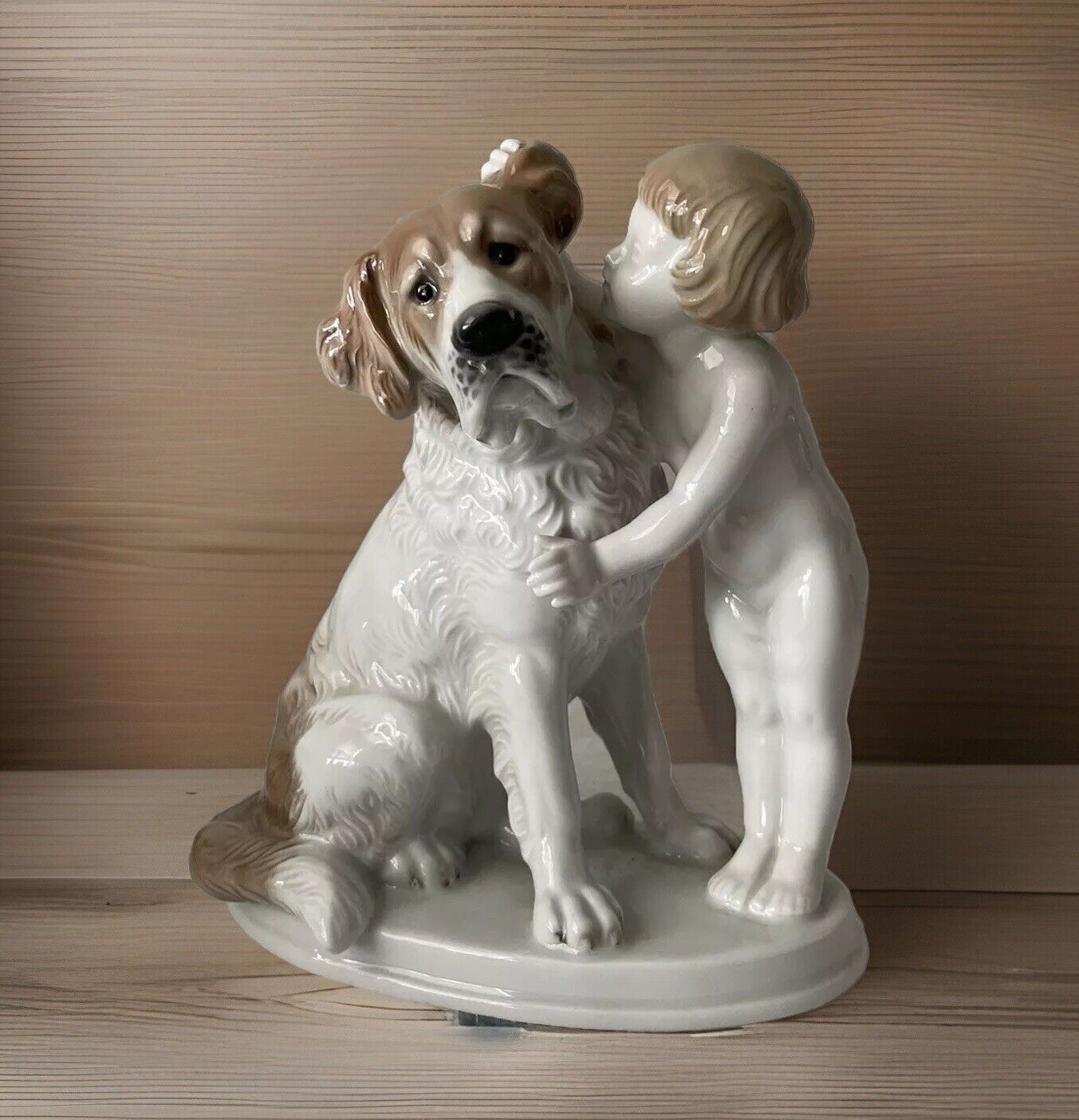 Vtg/Rosenthal-Max Fritz/ Large Porcelain Saint Bernard & Child The Secret 1259