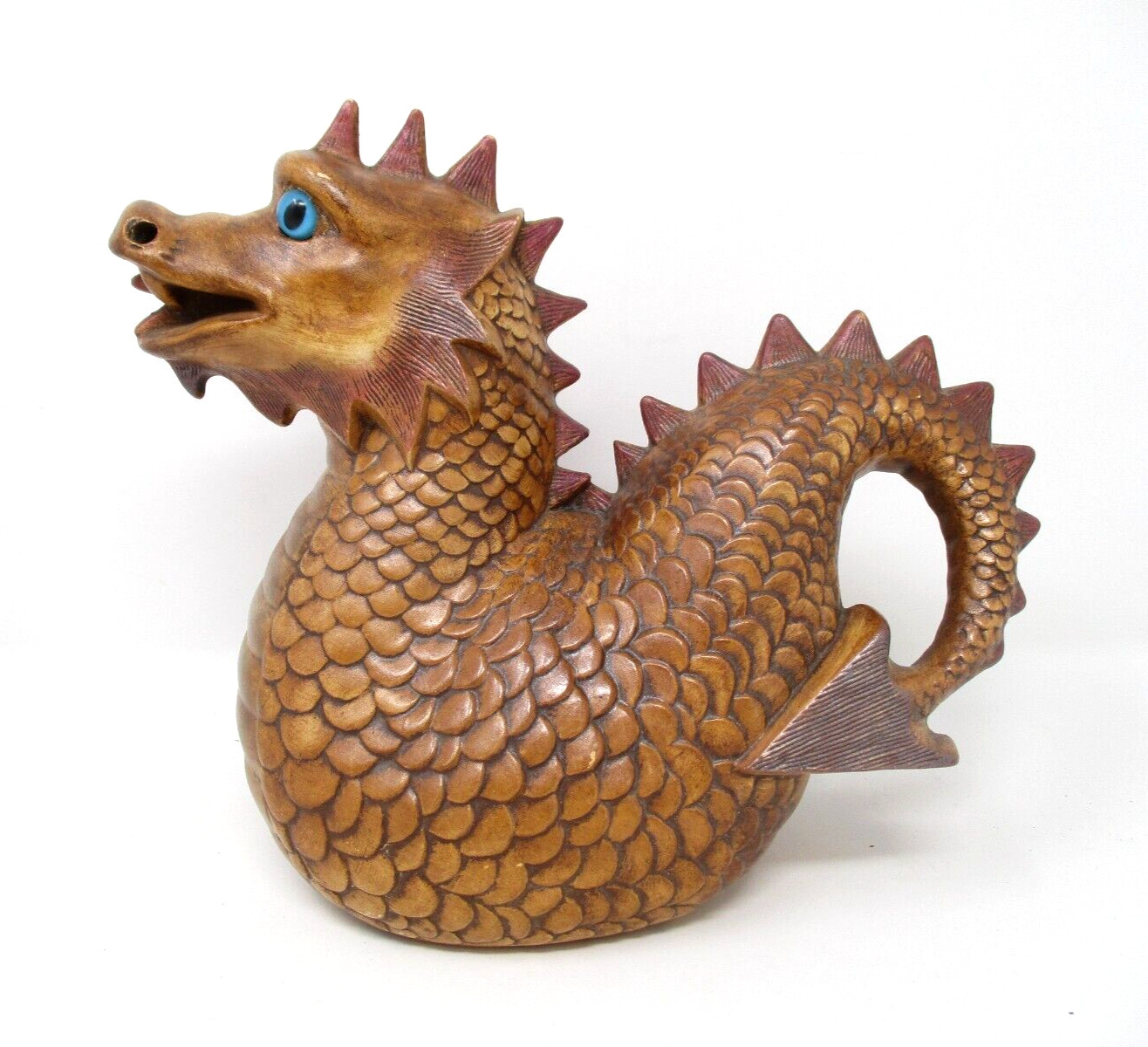 Vintage Duncan Ceramic Dragon Hand Painted 1974 8 Inch Statue