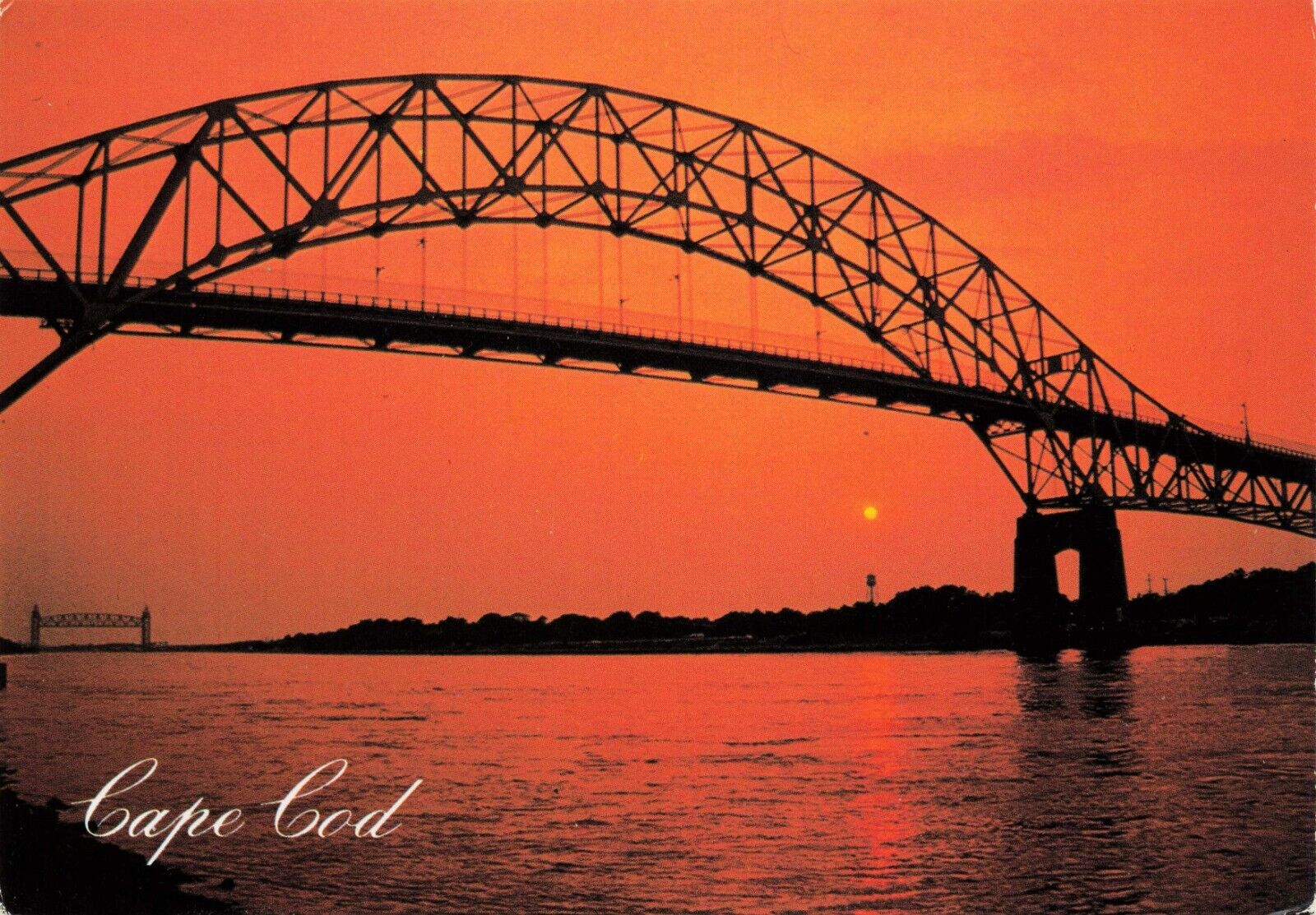 Postcard Canal Bridges at Sunset, Cape Cod, Massachusetts MA Vintage