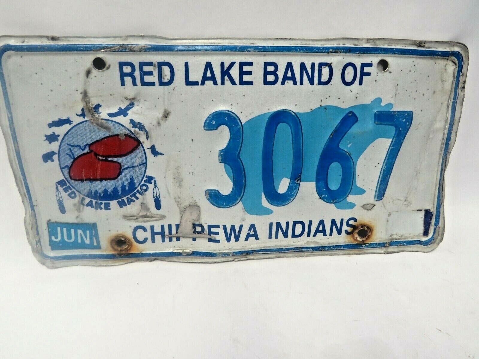 Minnesota Red Lake Band Of Chippewa Nation License Plate Early Four Digit