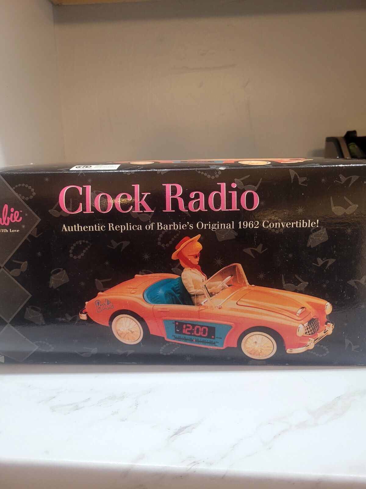 Vtg 1996 Barbie AM FM Clock Radio Alarm 1962 Austin Healey Convertible Car WORKS