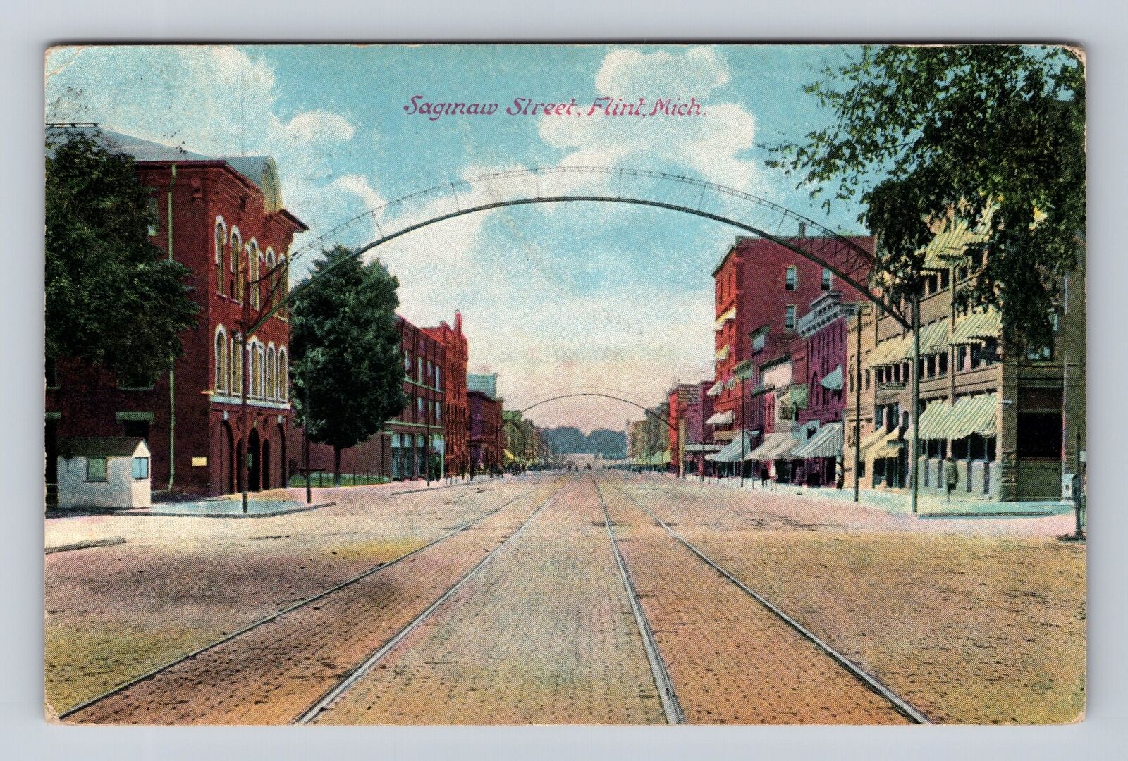 Flint MI-Michigan, Sagnaw Street, Advertisement, Antique Vintage c1908 Postcard