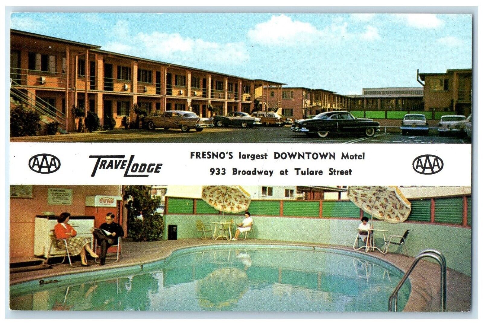c1950's Travel Lodge Downtown Motel Fresno California CA Dual View Postcard
