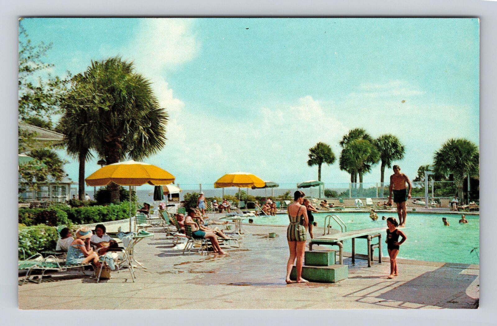 Sea Island GA-Georgia, The Beach Club, Antique, Vintage Souvenir Postcard