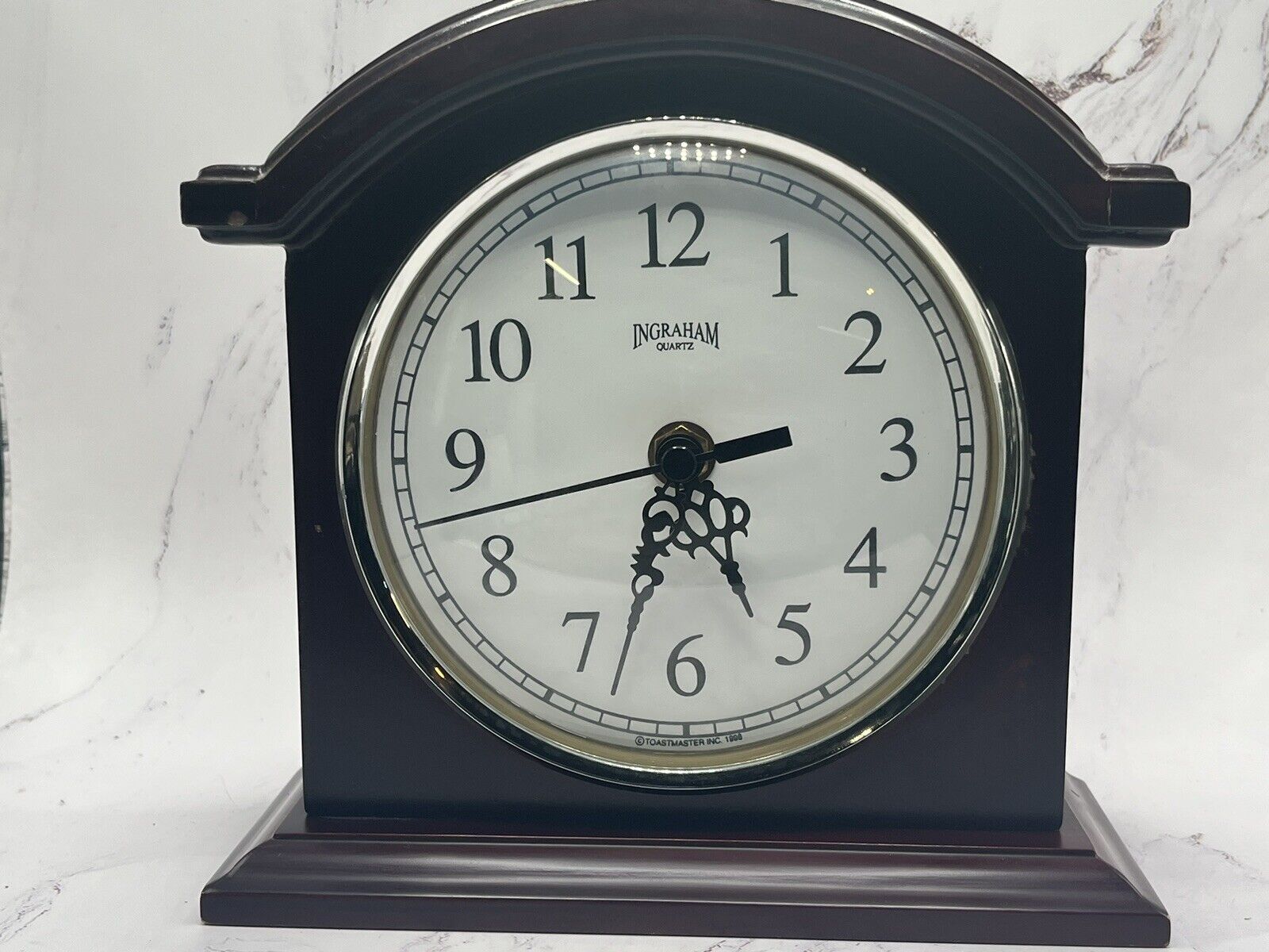 Vintage Ingraham Desk Clock Dark Walnut Toastmaster 1998