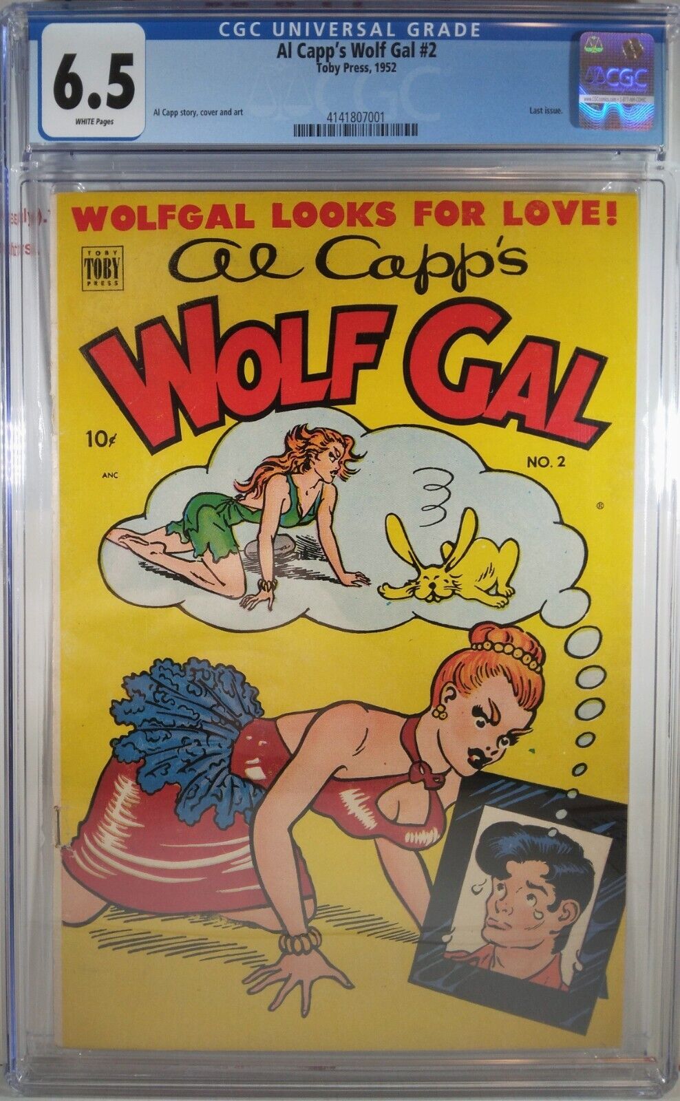 💥💗 CGC 6.5 AL CAPP'S WOLF GAL #2 WHITE PAGES TOBY PRESS 1952 SCARCE LIL ABNER