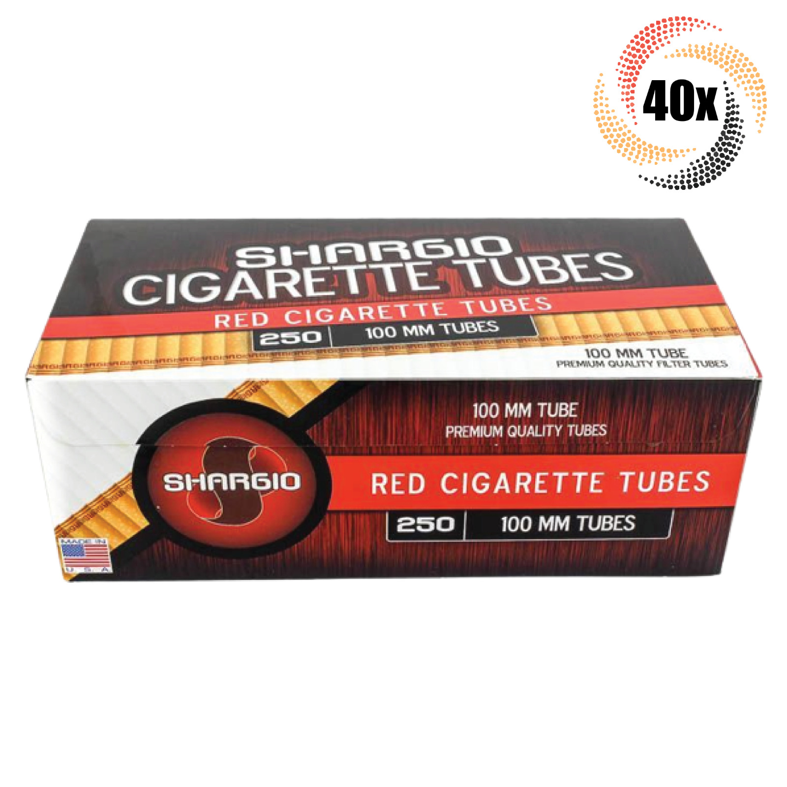 40x Box Shargio Red Full Flavor 100MM 100's ( 10,000 Tubes ) Cigarette Tube RYO
