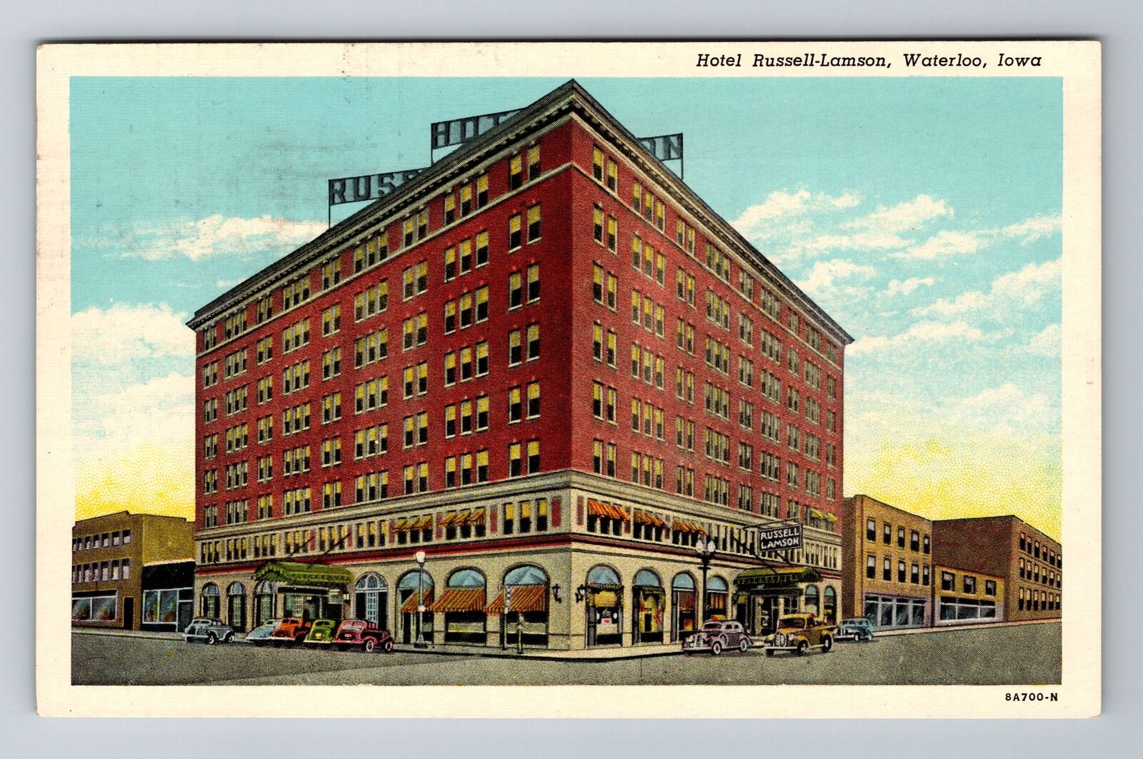 Waterloo IA-Iowa, Hotel Russell Lamson, Advertising, Vintage c1951 Postcard