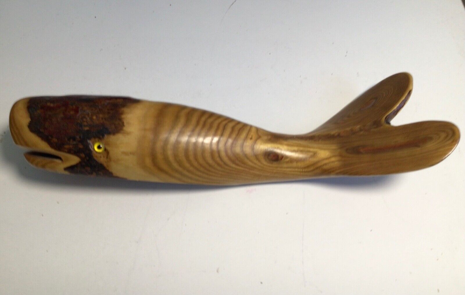 Canadian Wood carving, Sperm Whale by Noble Needham (Ontario). Signed & numbered