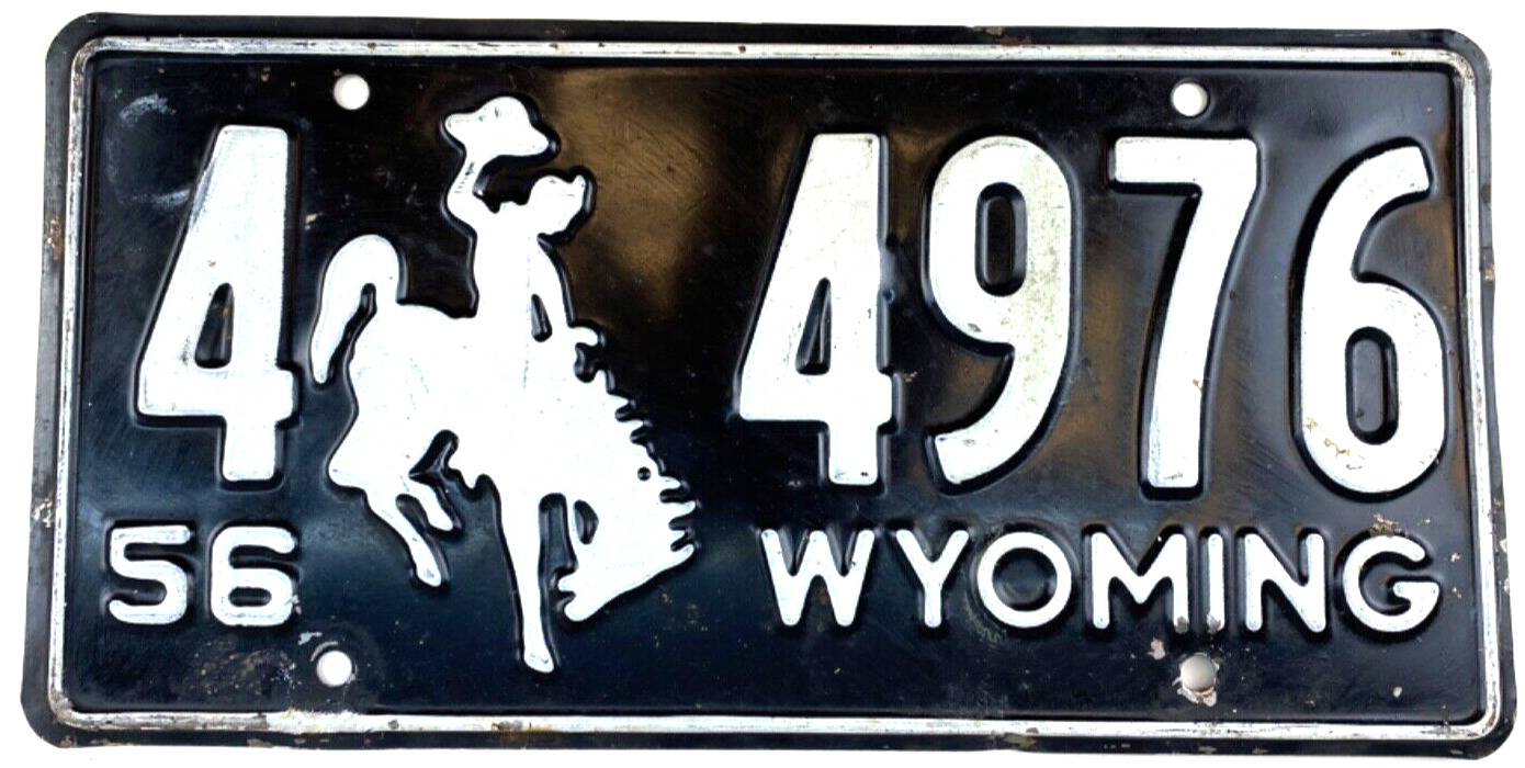 Wyoming 1956 License Plate Vintage Auto Sweetwater Co Cave Wall Decor Collector